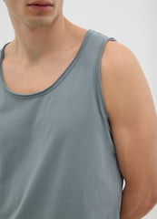 Men'S Green Pure Cotton Vest Regular Fit