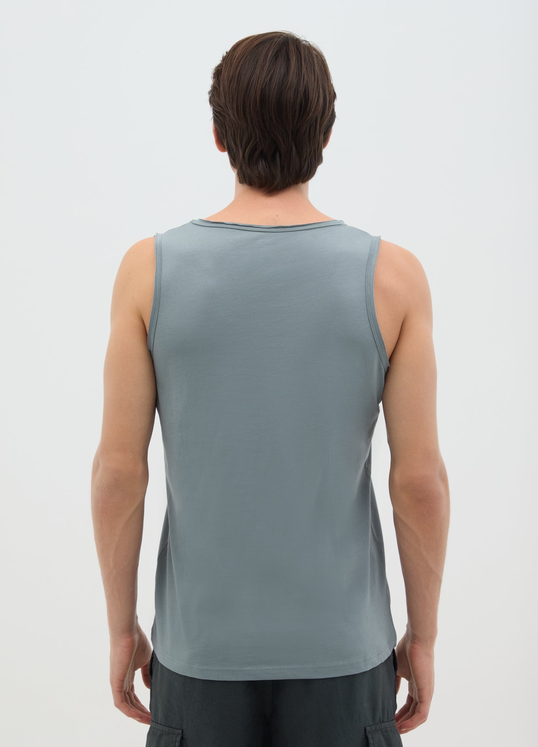 Men'S Green Pure Cotton Vest Regular Fit
