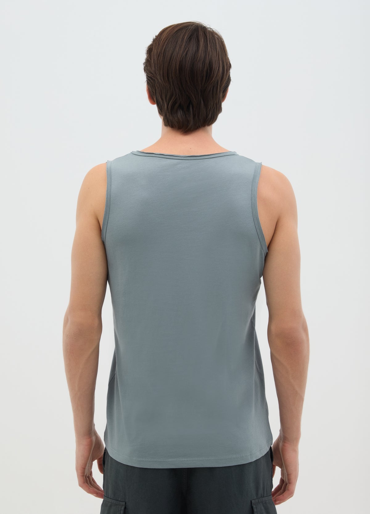 Men'S Green Pure Cotton Vest Regular Fit
