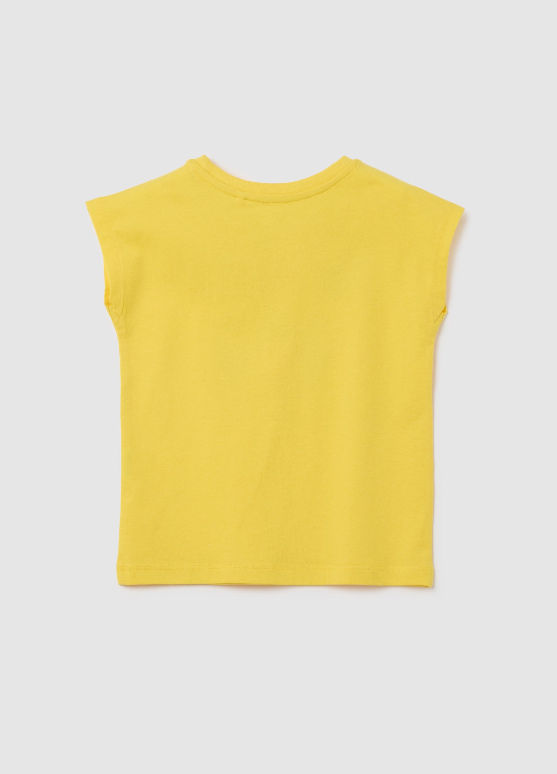Yellow Cotton Regular Fit Girls' T-Shirt With Ice Creams