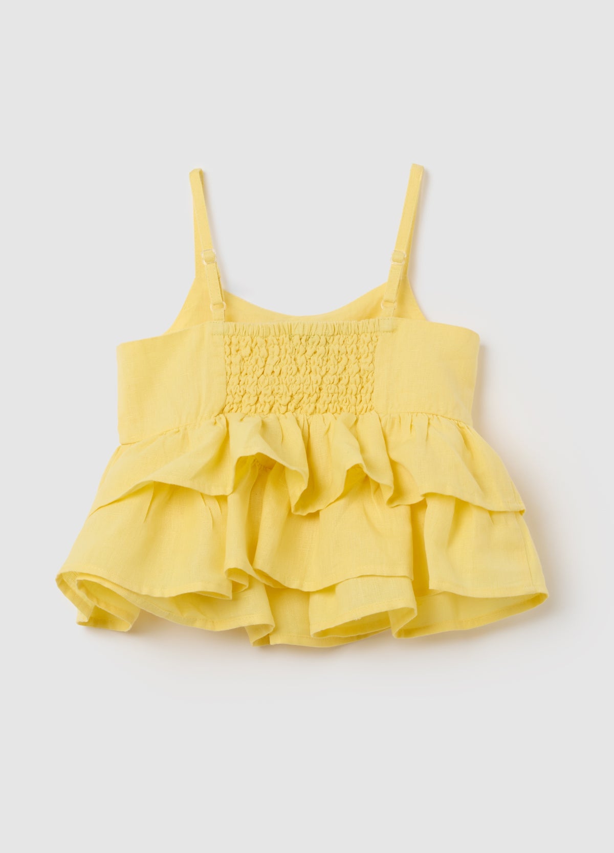 Girls' Top In Yellow Cotton And Linen, Loose Fit