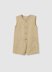 OVS Beige Linen Blend Regular Fit Baby Romper