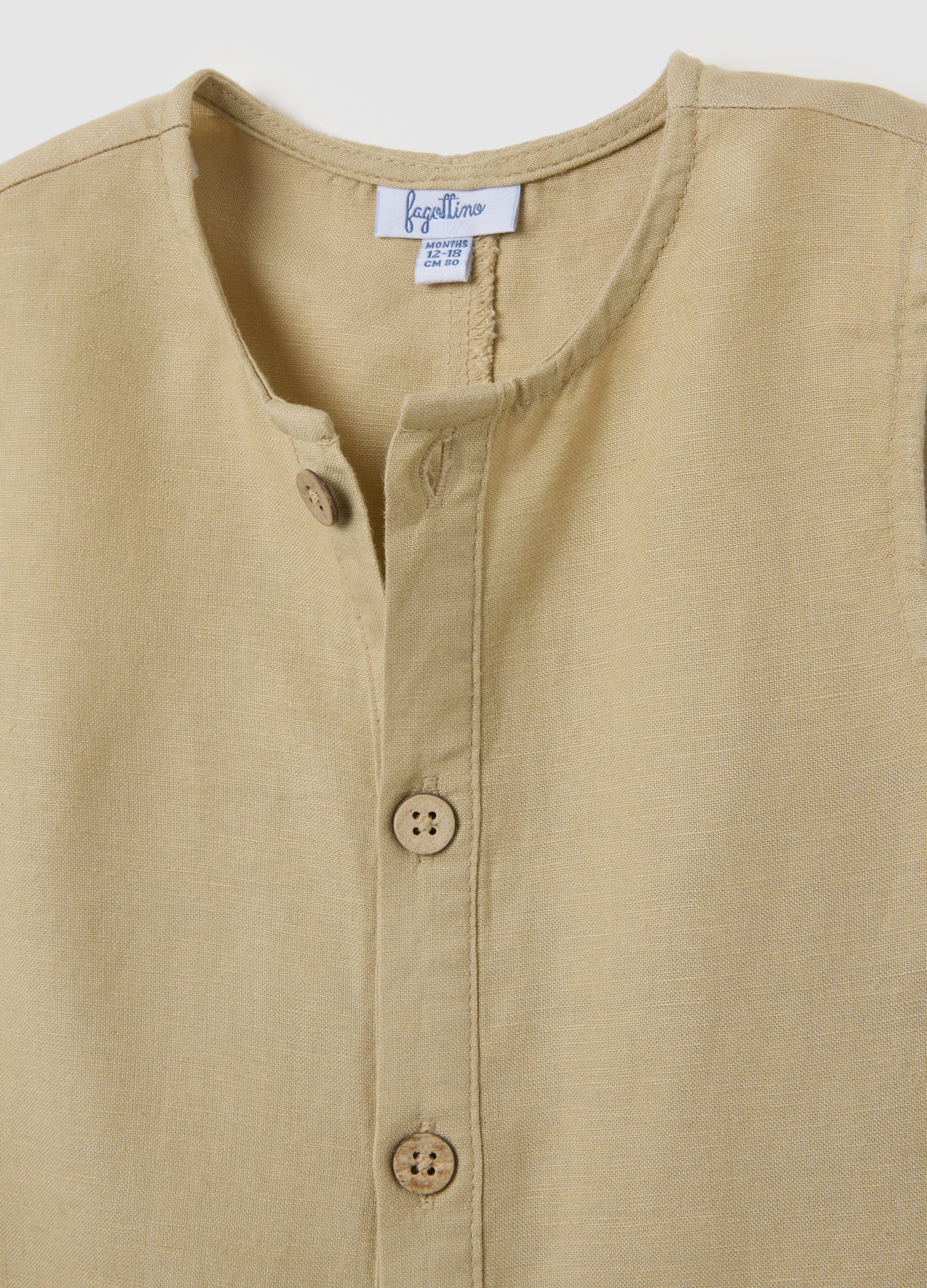 OVS Beige Linen Blend Regular Fit Baby Romper