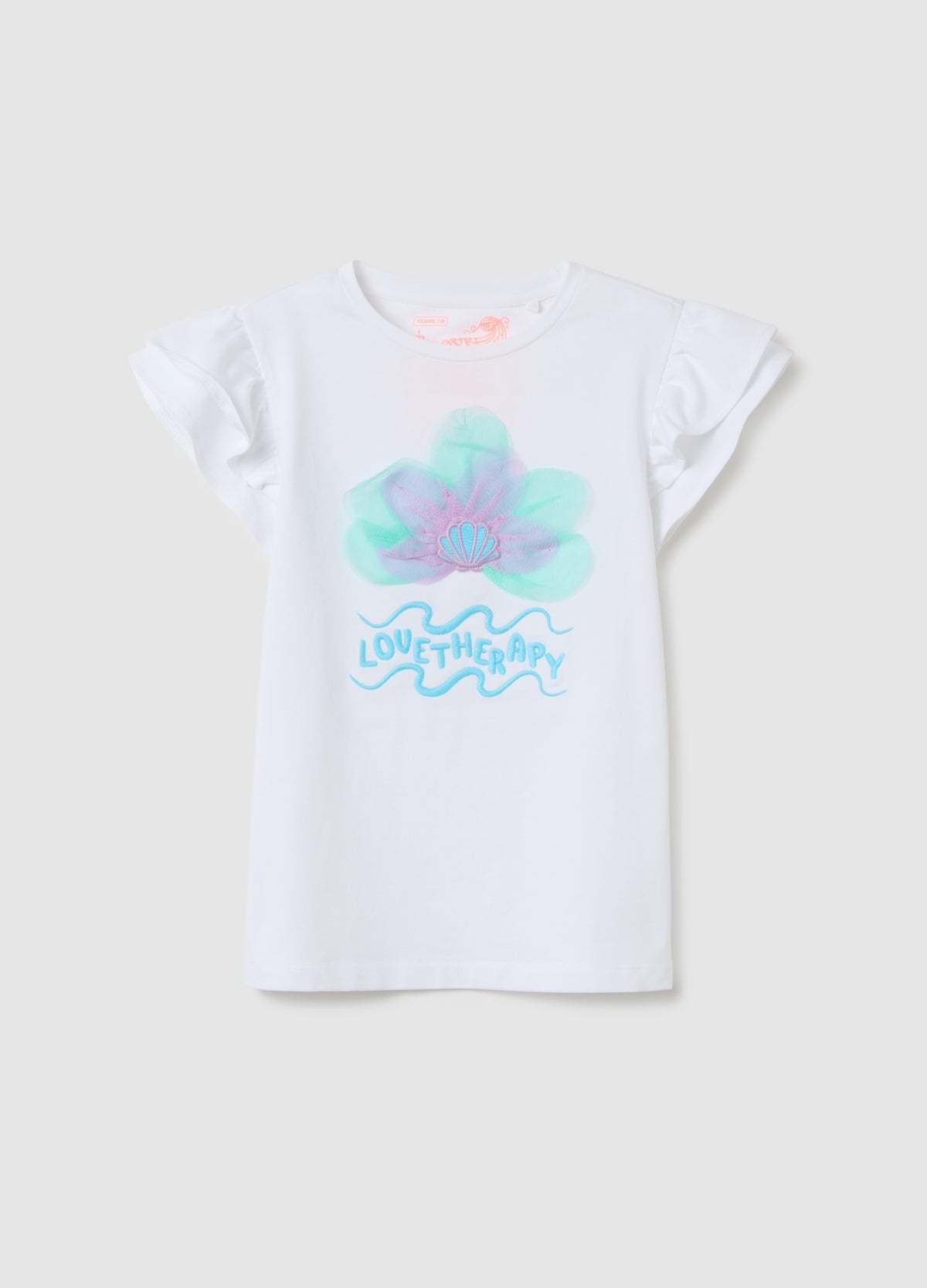 Girls' White Stretchy Cotton T-Shirt