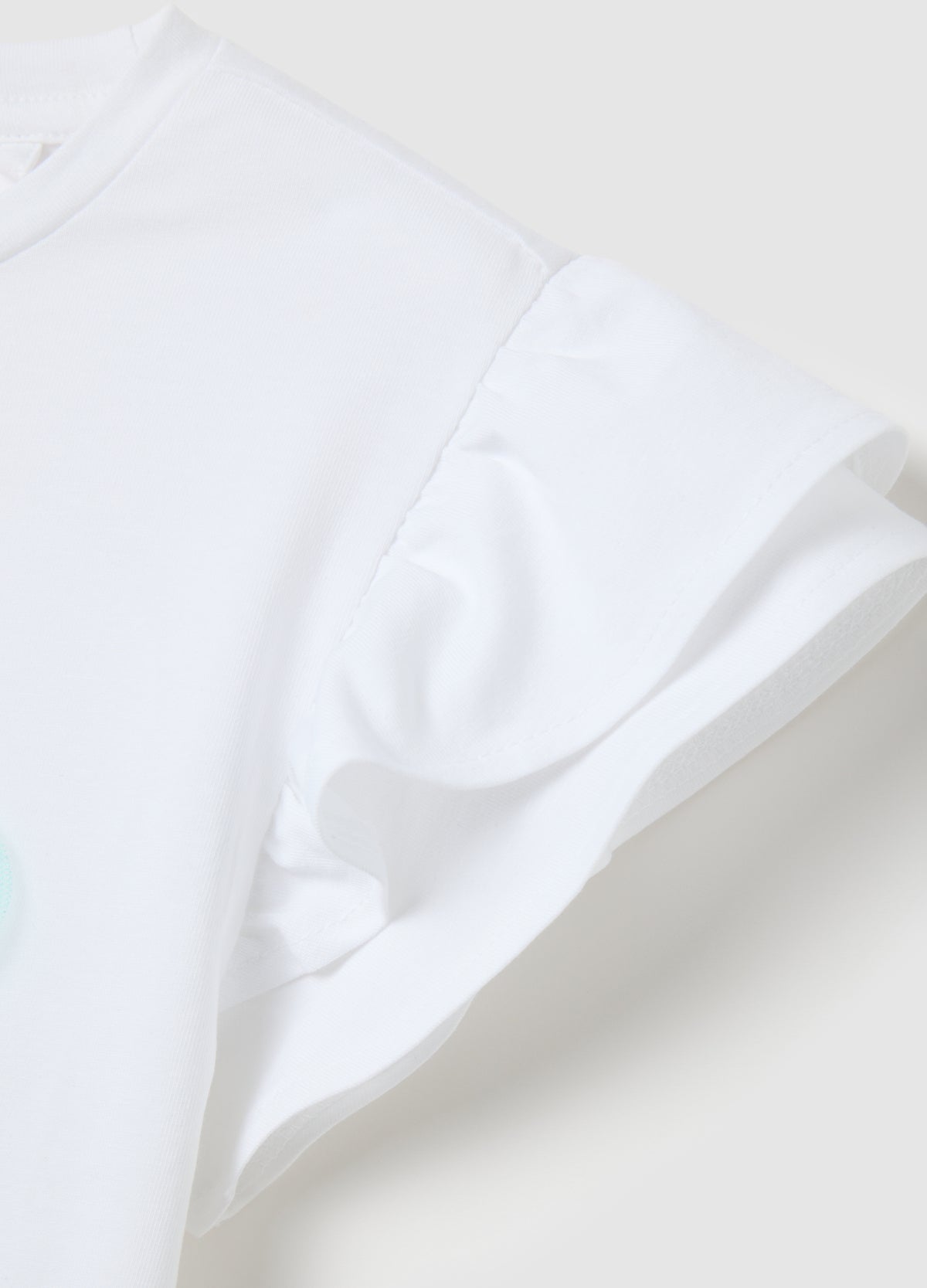 Girls' White Stretchy Cotton T-Shirt