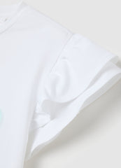 Girls' White Stretchy Cotton T-Shirt