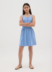 Sleeveless Regular Blue Jersey Dress