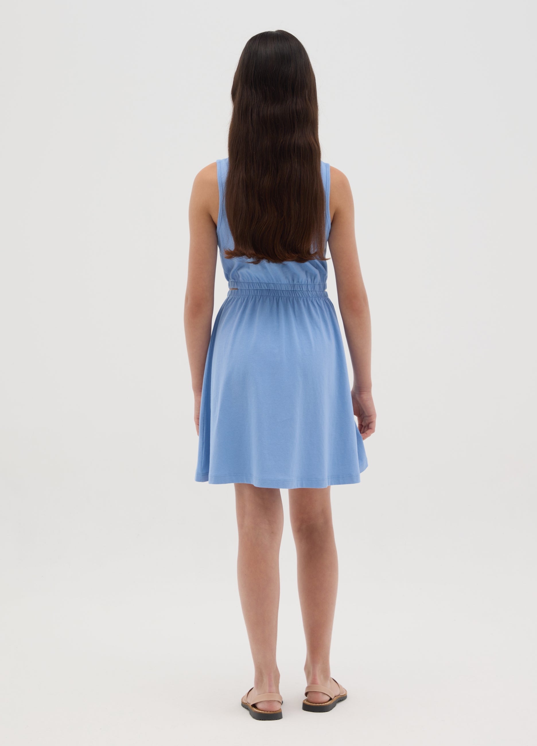 Sleeveless Regular Blue Jersey Dress