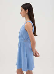 Sleeveless Regular Blue Jersey Dress