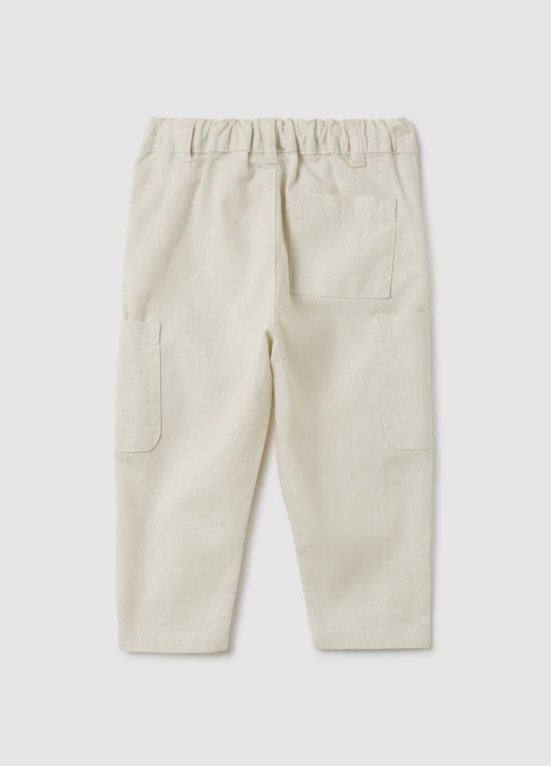 OVS Children'S Beige Linen Blend Trousers Regular Fit