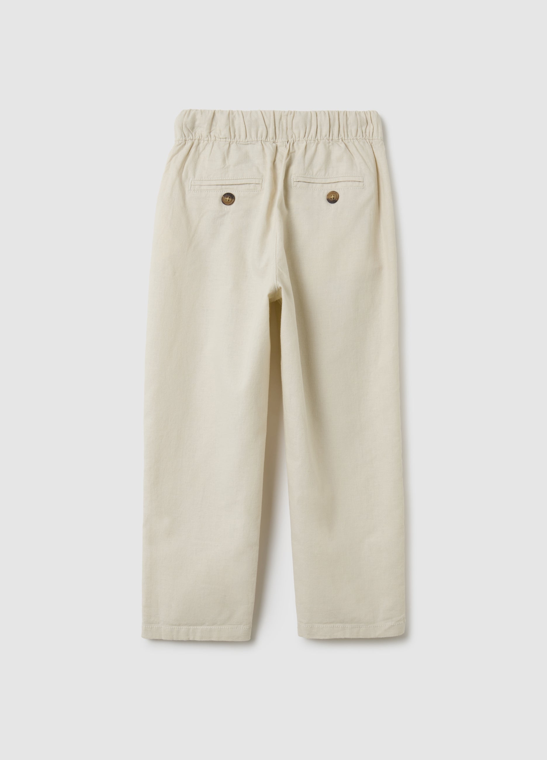 OVS Children'S Beige Linen Blend Relaxed Fit Trousers