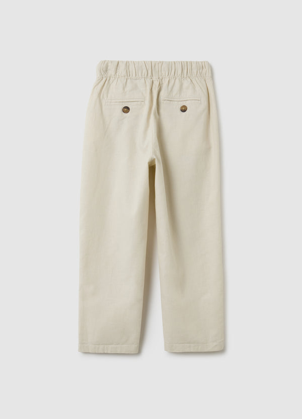 OVS Children'S Beige Linen Blend Relaxed Fit Trousers