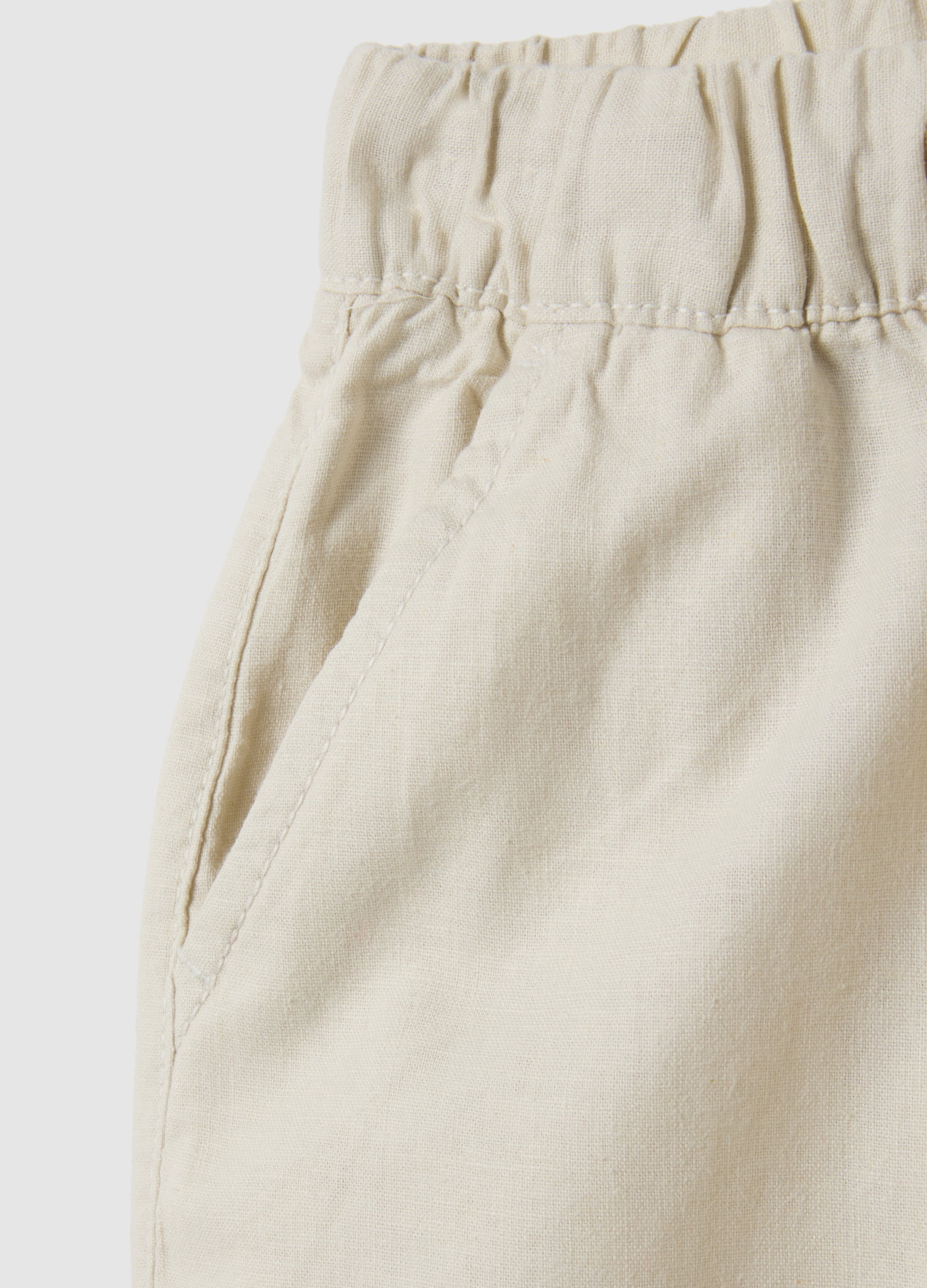 OVS Children'S Beige Linen Blend Relaxed Fit Trousers