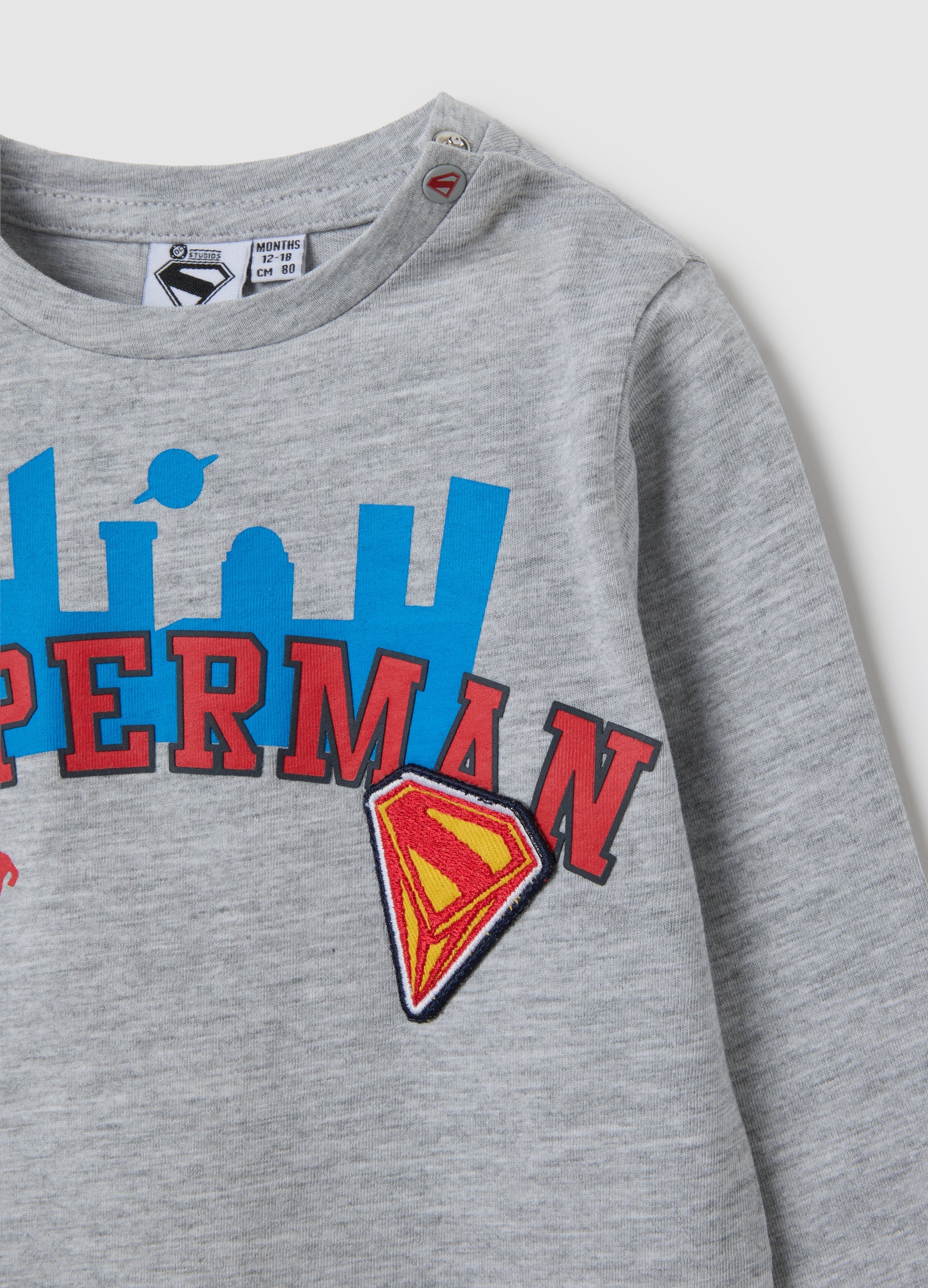 OVS Grey Cotton Children'S Top With Superman