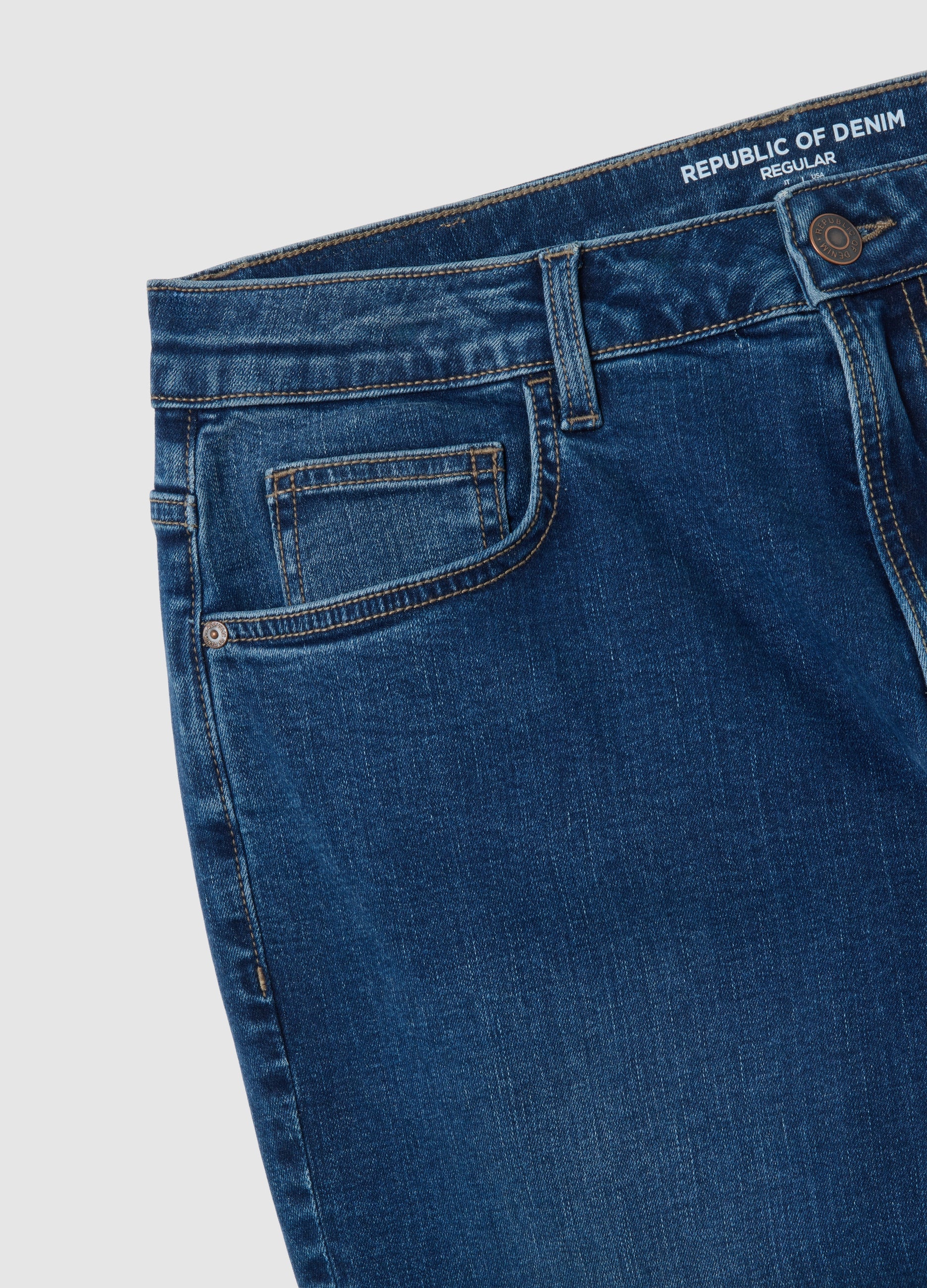 OVS Men'S Regular Fit Blue Denim Jeans