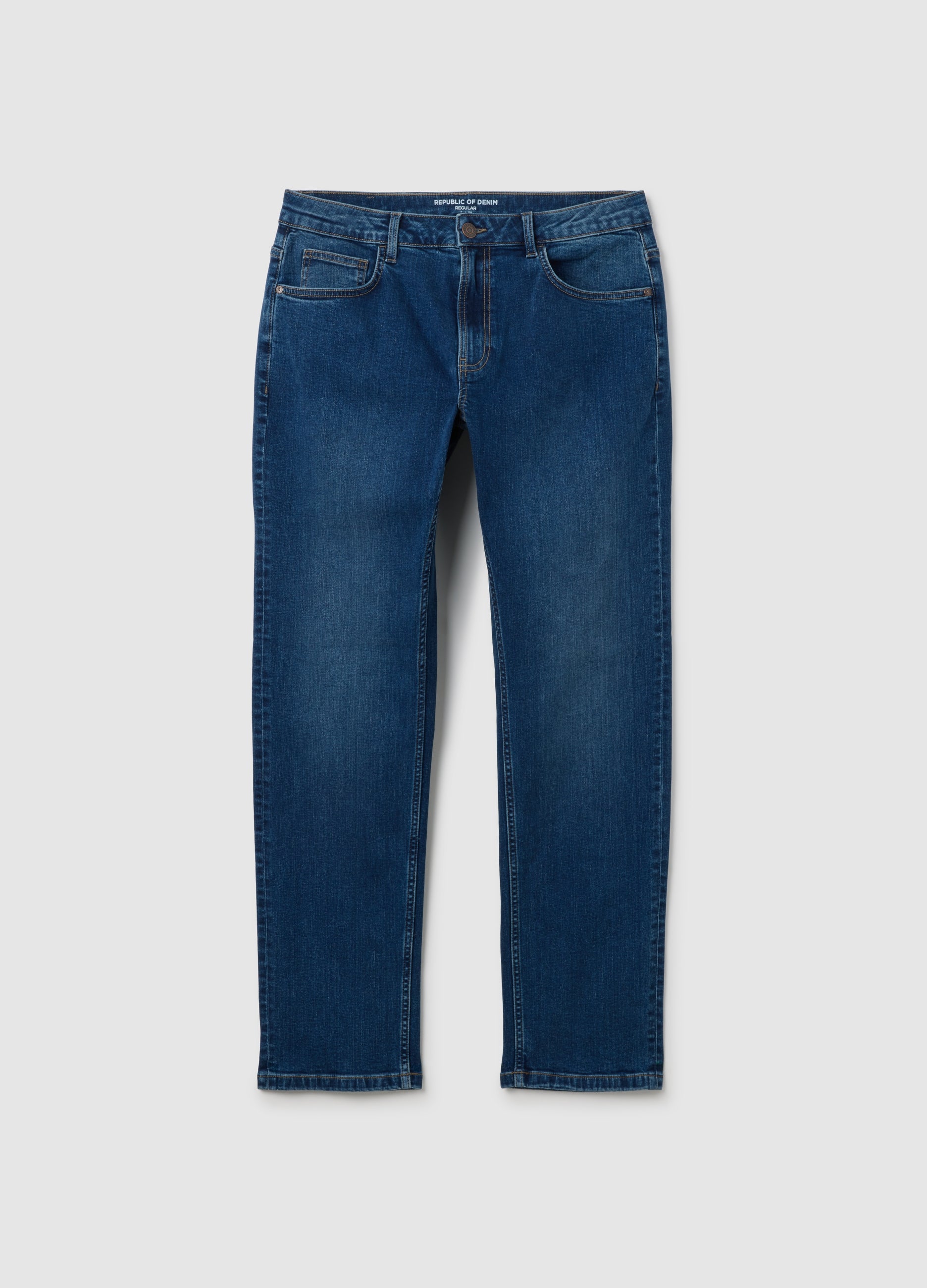 OVS Men'S Regular Fit Blue Denim Jeans