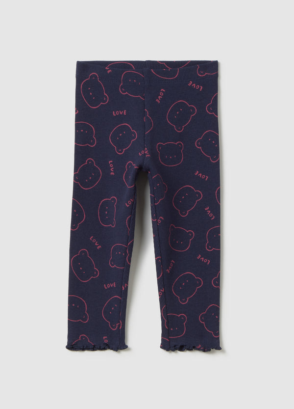 OVS Girls' Blue Stretch Cotton Leggings