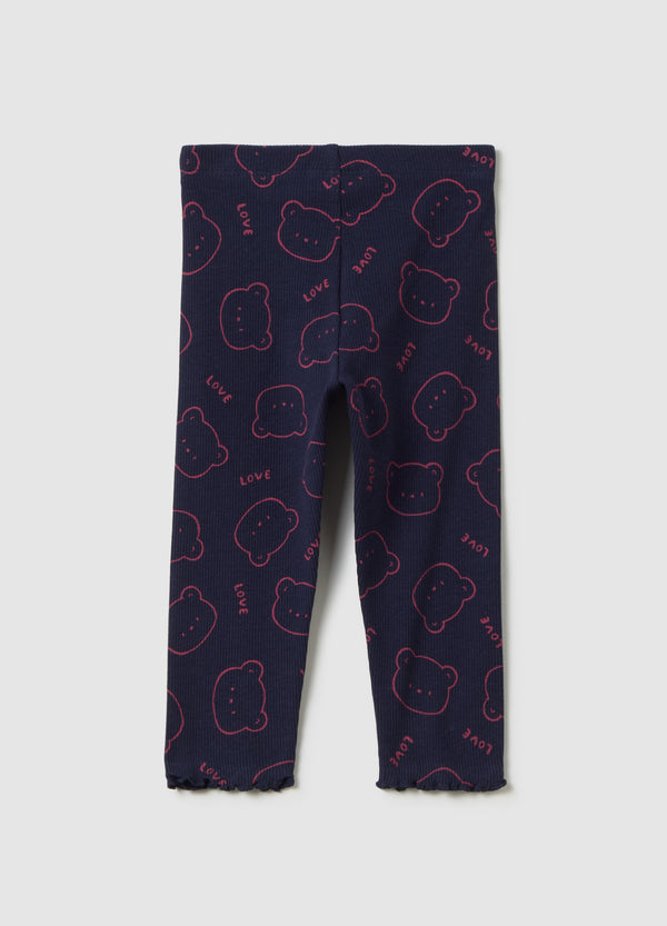 OVS Girls' Blue Stretch Cotton Leggings