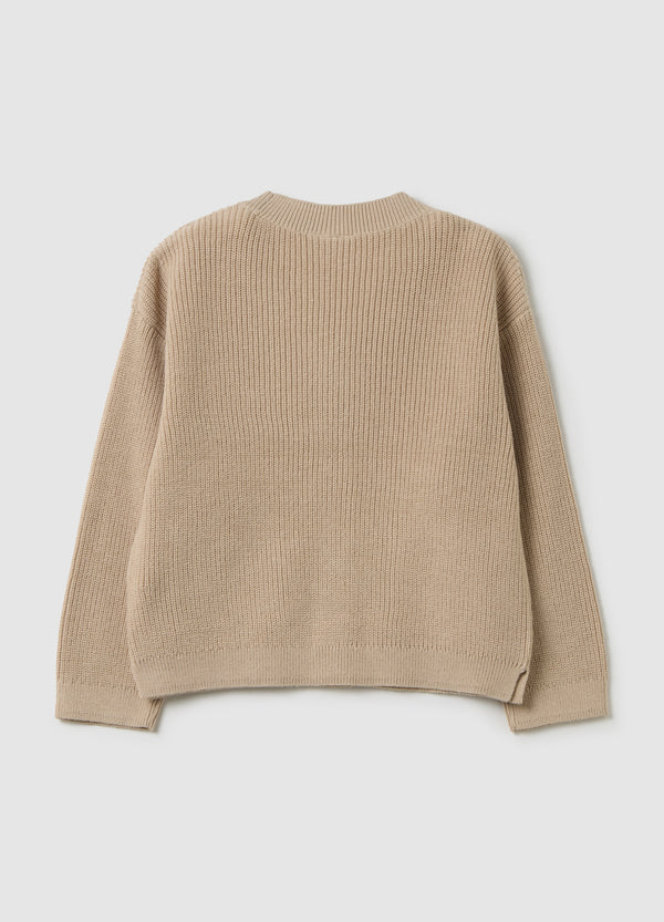 OVS Beige Cotton Blend Children'S Cardigan