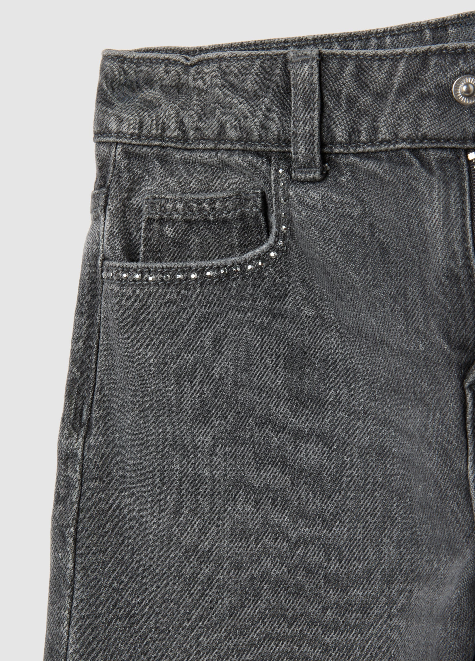 OVS Girls' Grey Wide Leg Jeans In Pure Cotton