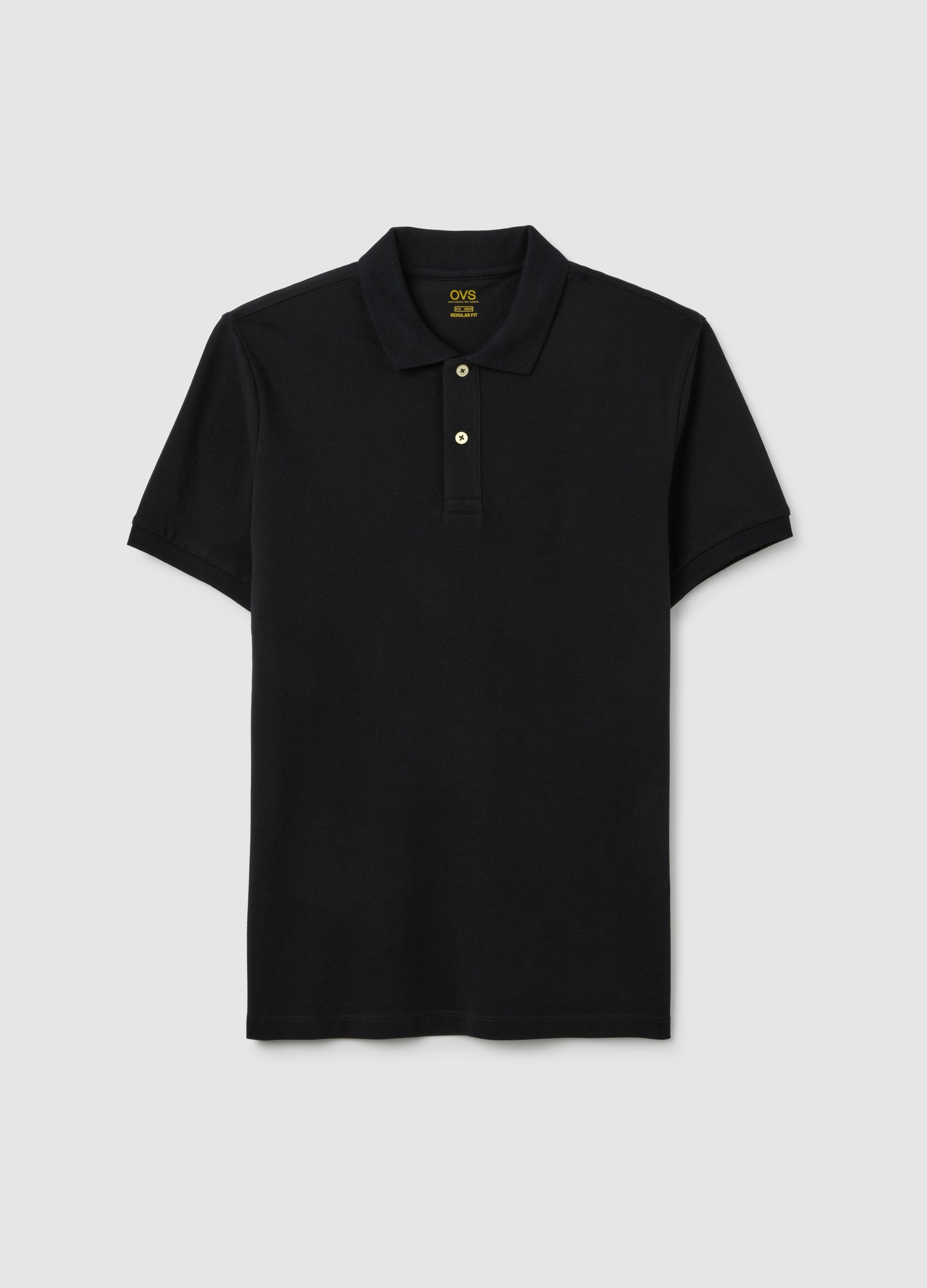 OVS Men'S Black Pure Cotton Polo Regular Fit