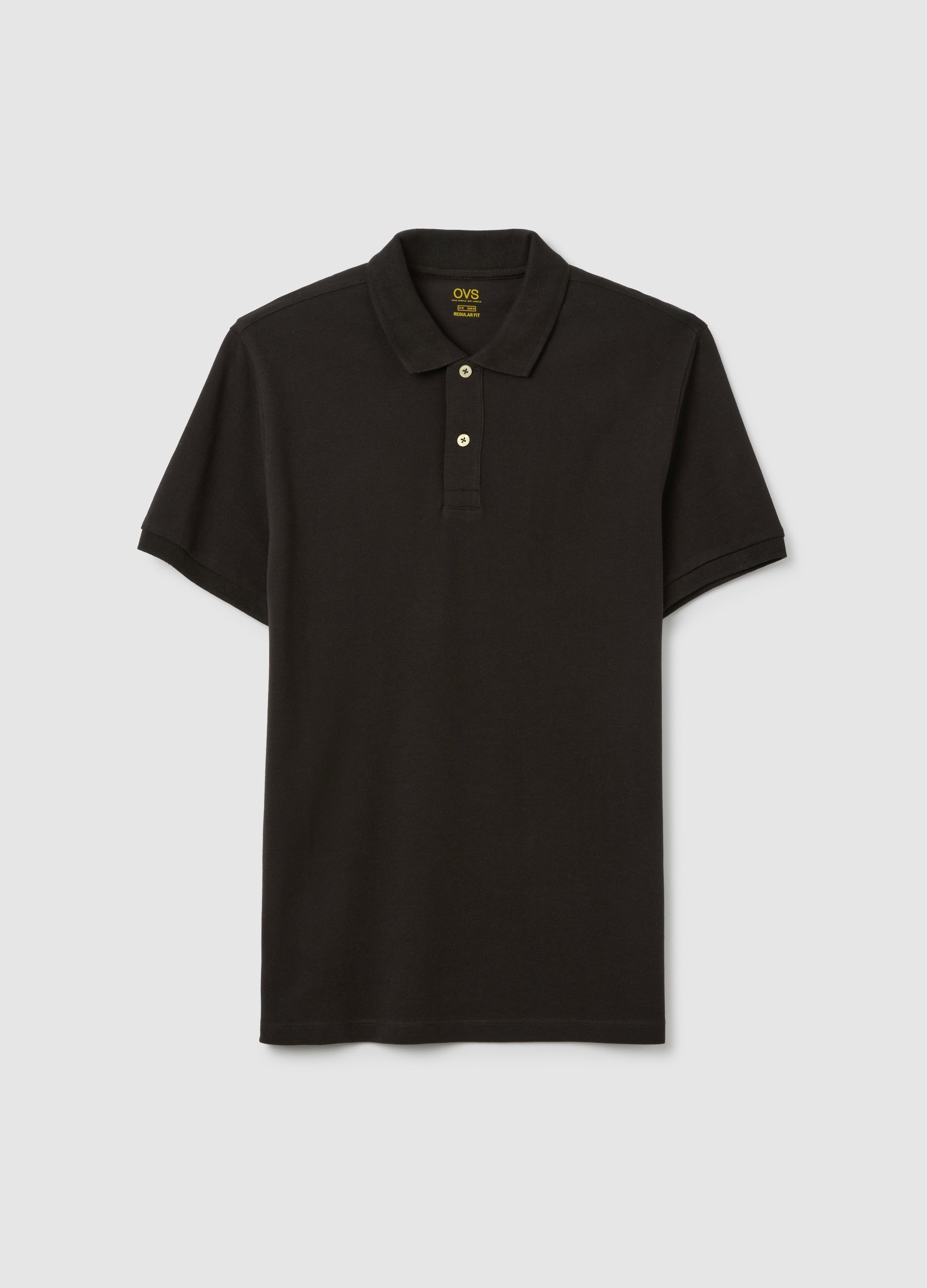OVS Men'S Black Pure Cotton Polo Shirt In Regular Fit