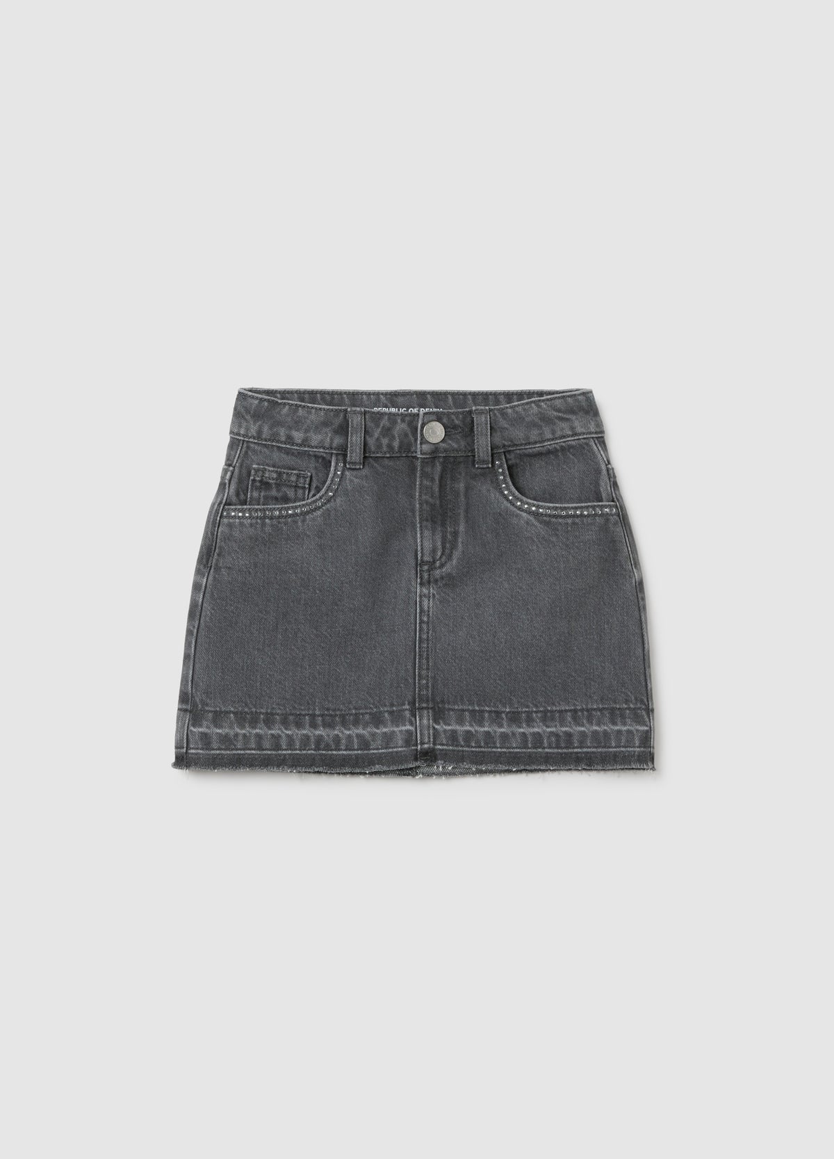 OVS Girls' Pure Cotton Grey Skirt With Rhinestones