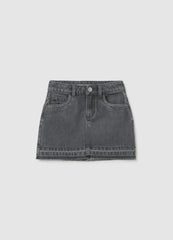OVS Girls' Pure Cotton Grey Skirt With Rhinestones