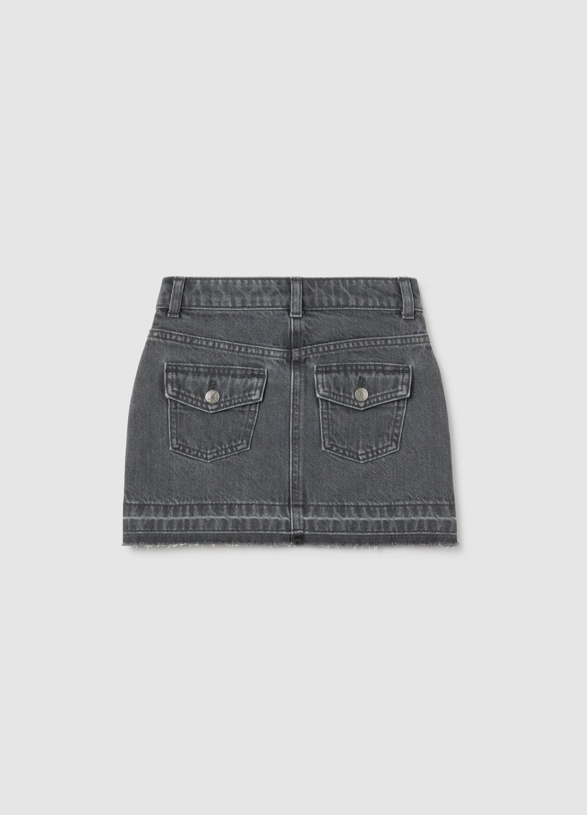 OVS Girls' Pure Cotton Grey Skirt With Rhinestones