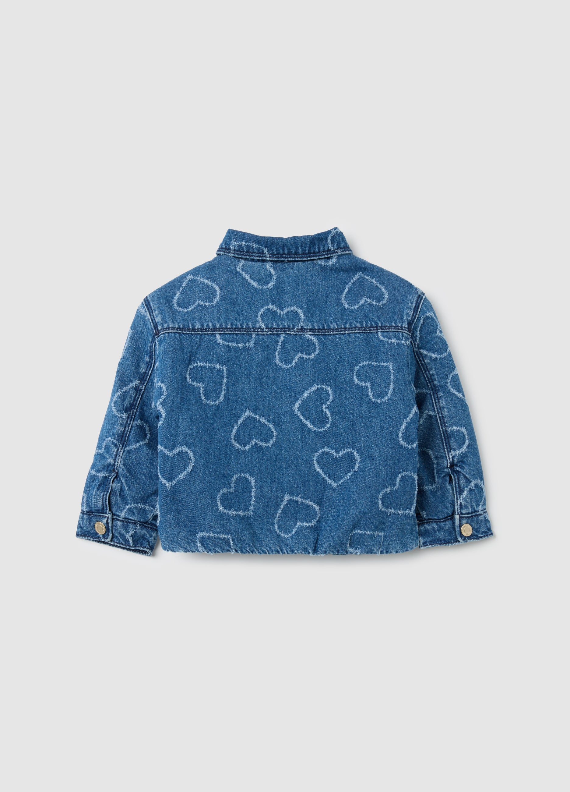 OVS Girls' Pure Denim Cotton Jacket With Hearts