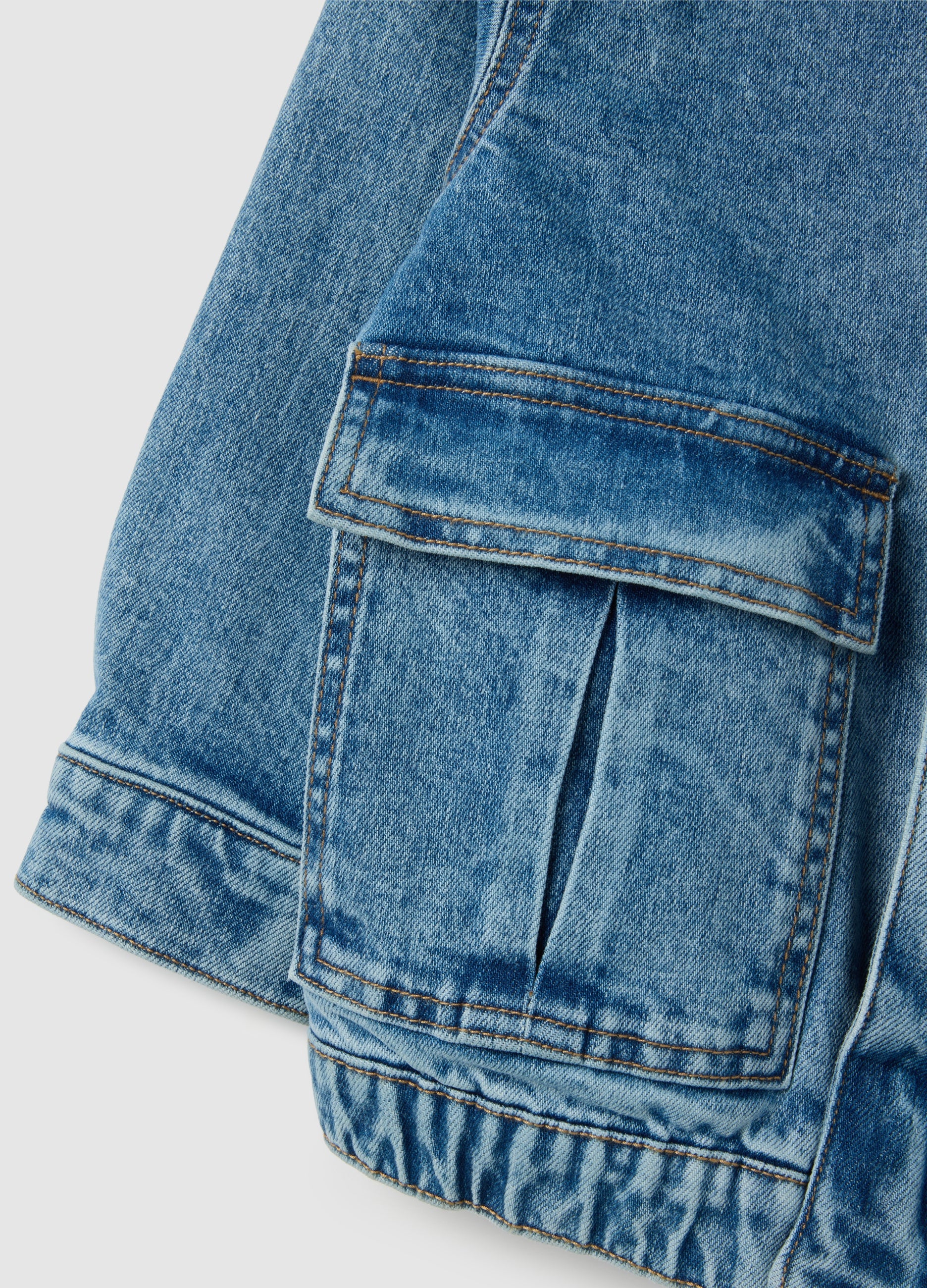 OVS Children'S Blue Denim Jacket With Cargo Pockets