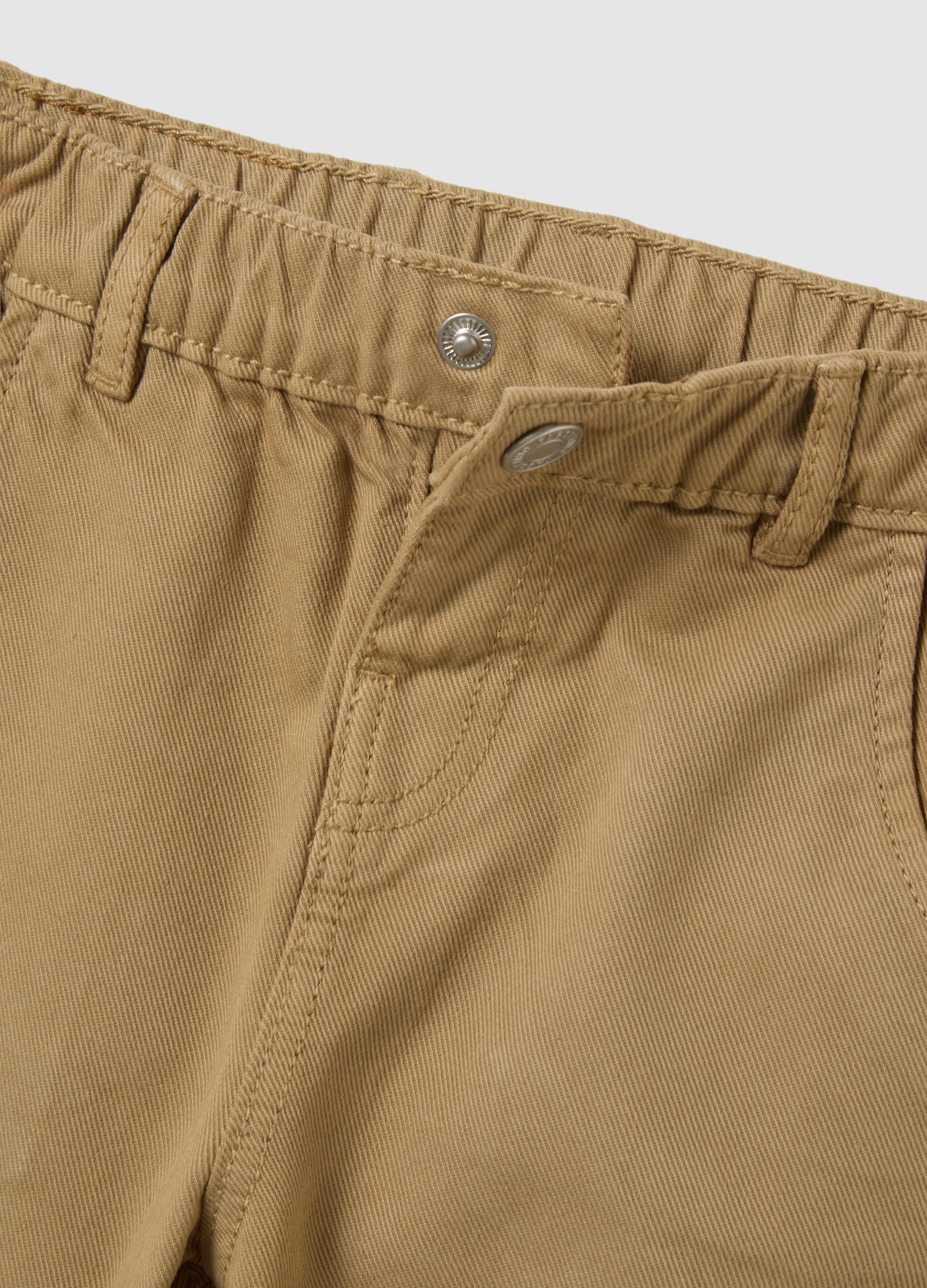 OVS Child'S Beige Cotton Blend Trousers Regular Fit