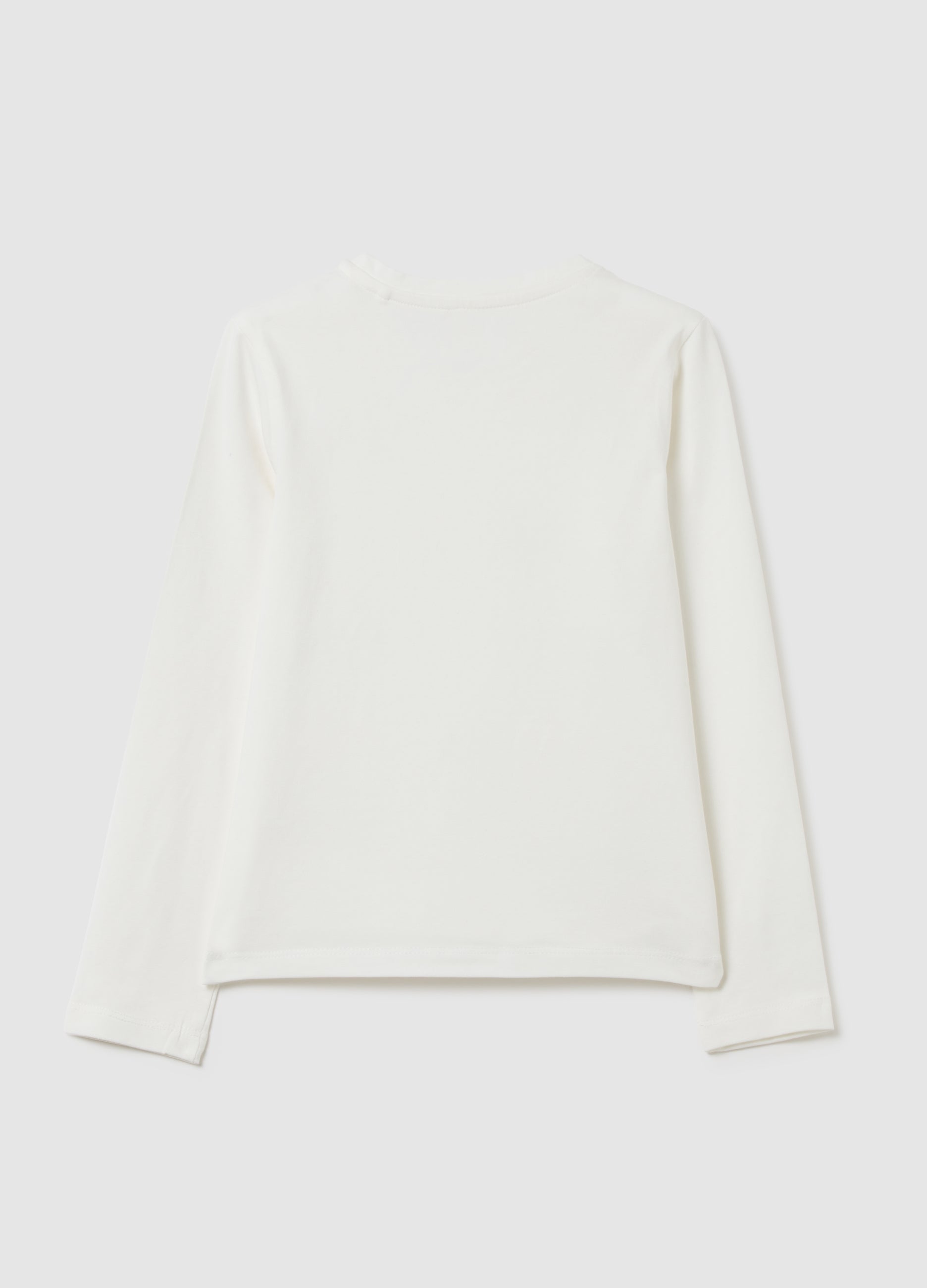 OVS Girls' White Cotton Regular Fit Top With Strass Bows