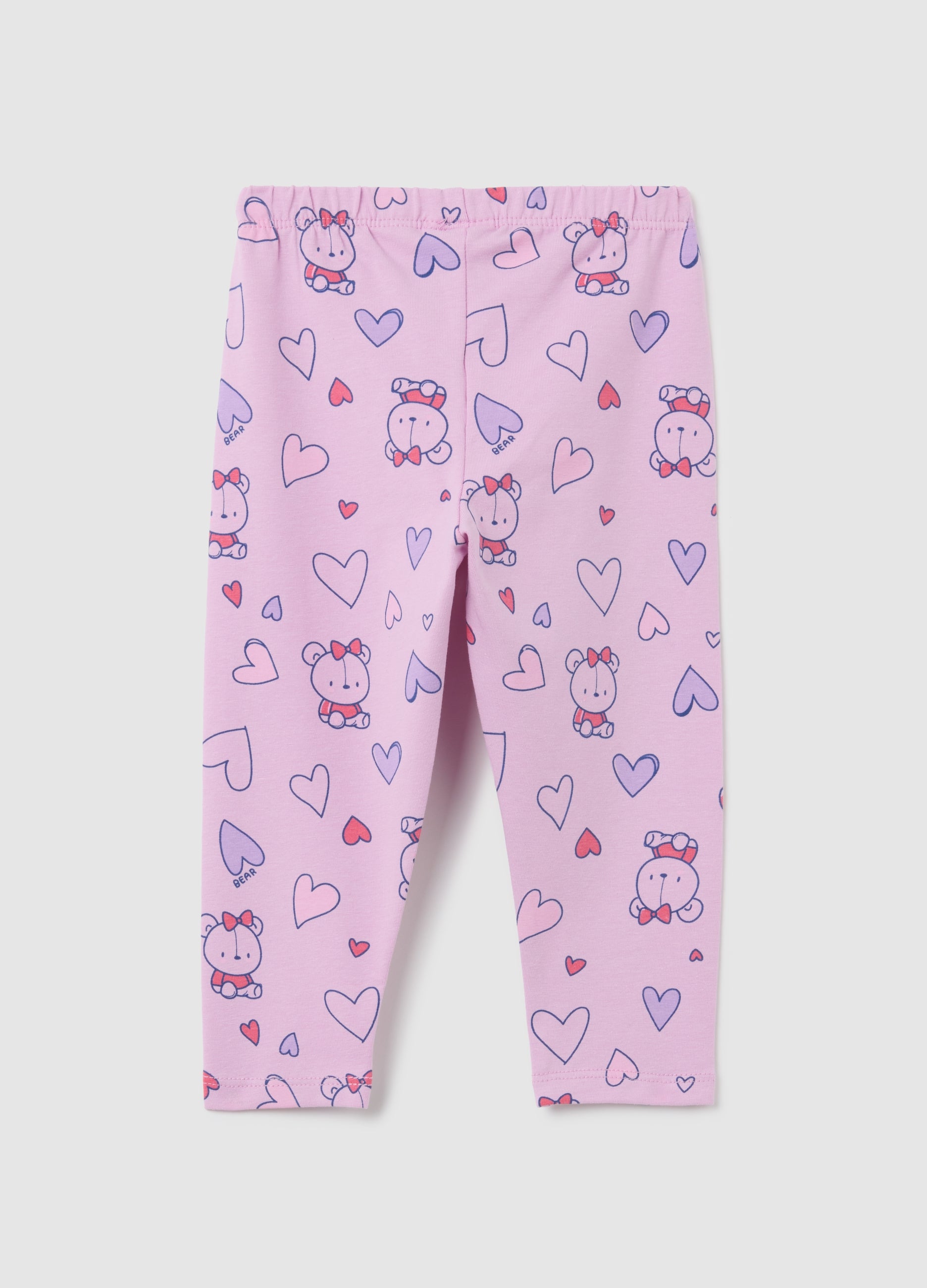 OVS Girls' Pink Cotton Leggings Regular Fit