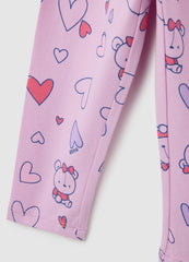 OVS Girls' Pink Cotton Leggings Regular Fit