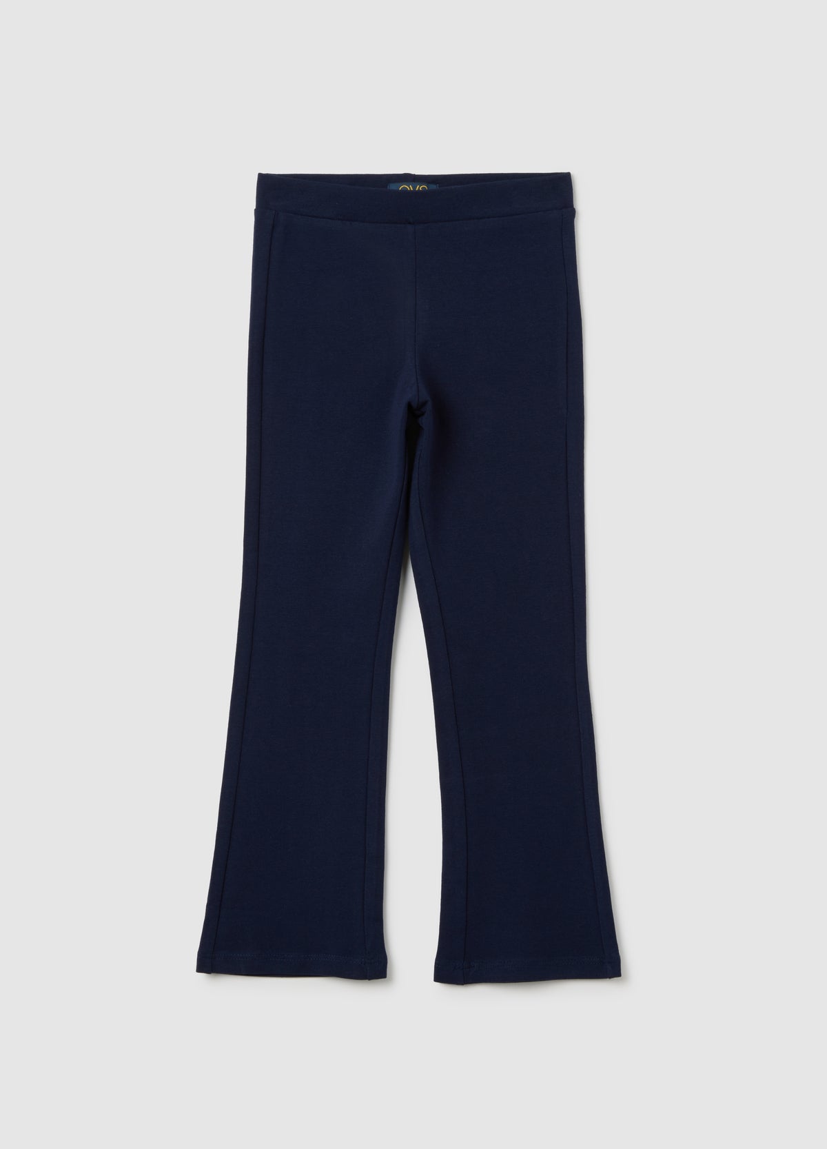 OVS Girls' Blue Cotton Blend Flare Trousers