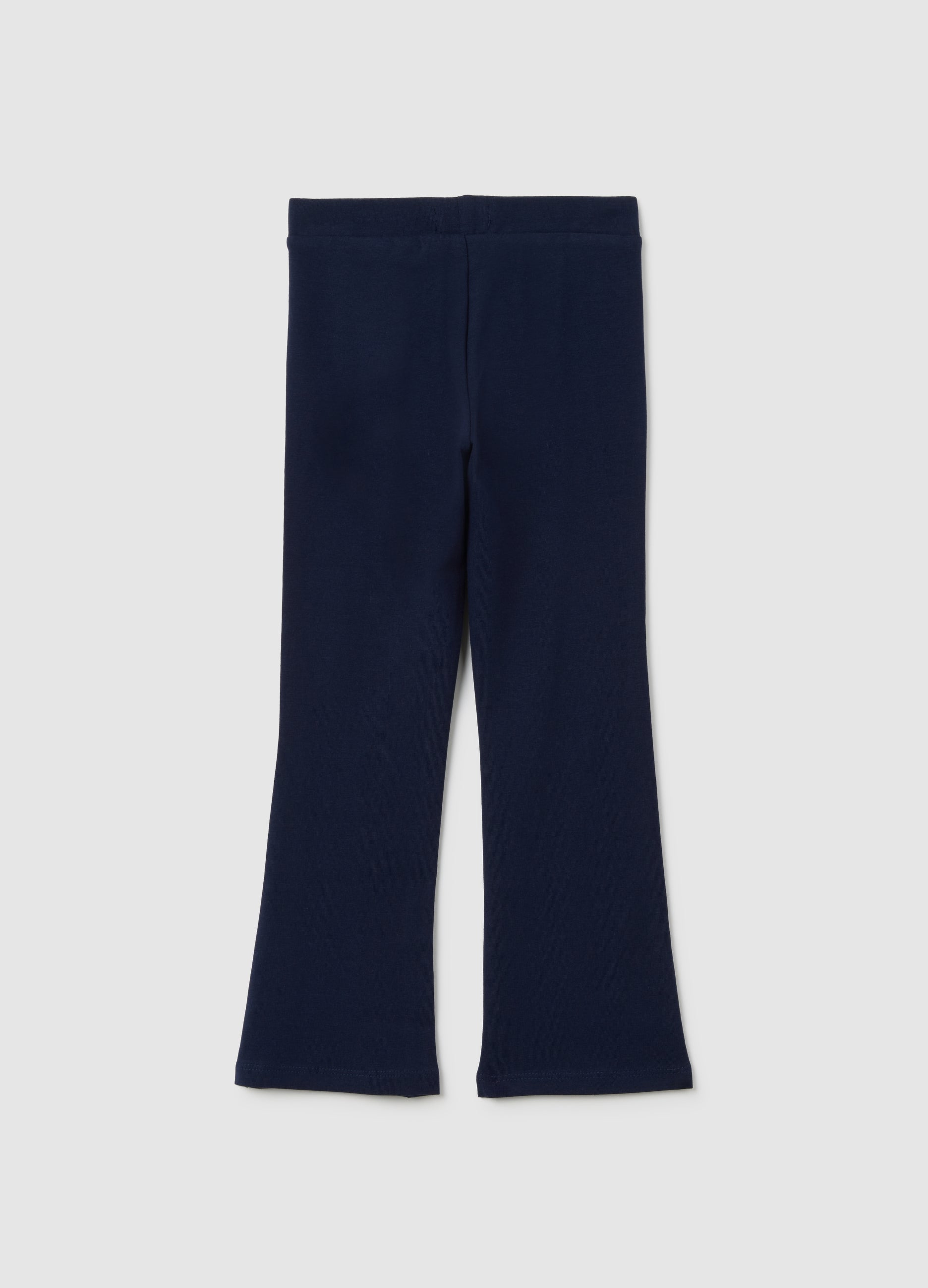 OVS Girls' Blue Cotton Blend Flare Trousers