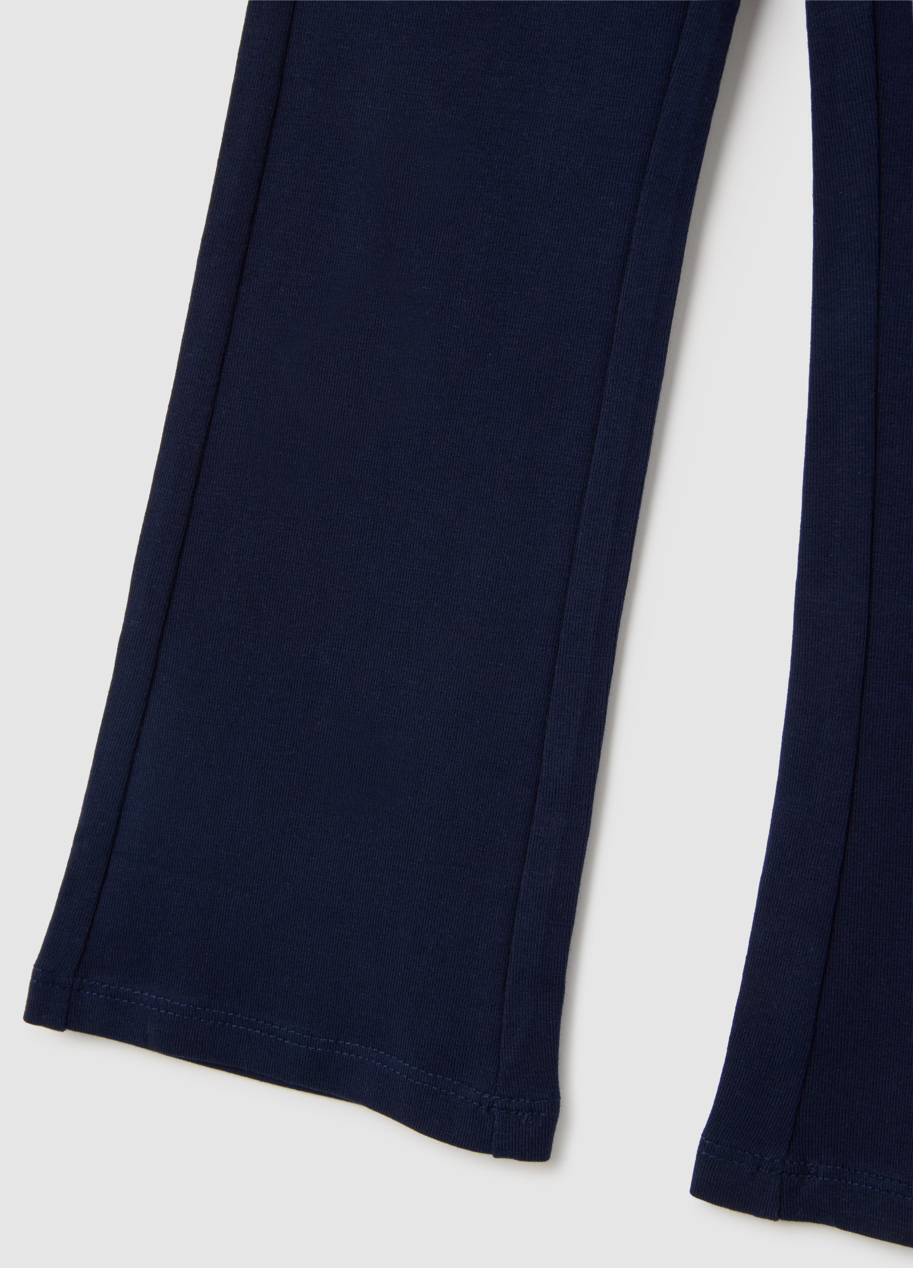 OVS Girls' Blue Cotton Blend Flare Trousers