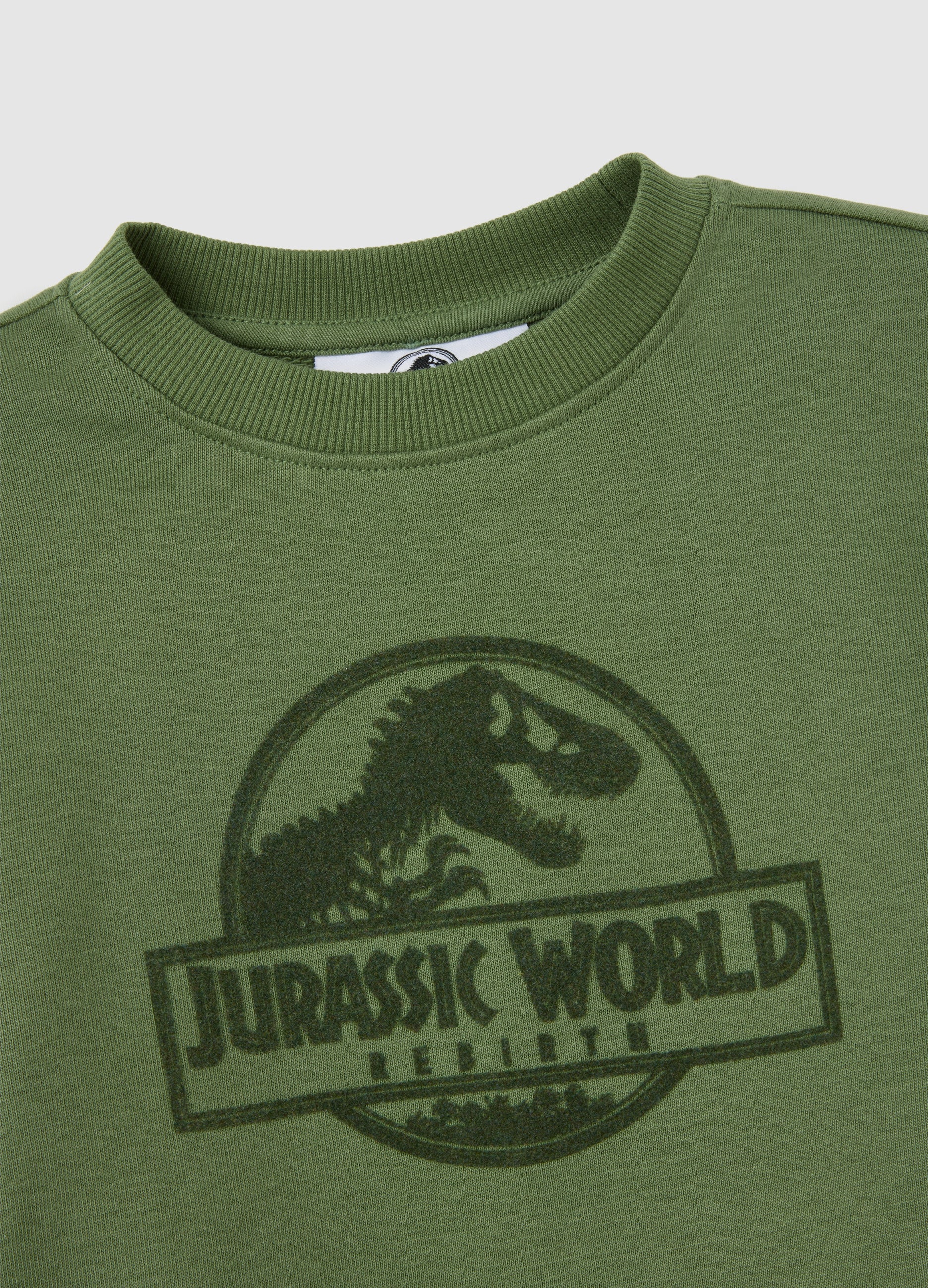 OVS Child'S Green Cotton Sweatshirt With Jurassic World Logo, Regular Fit