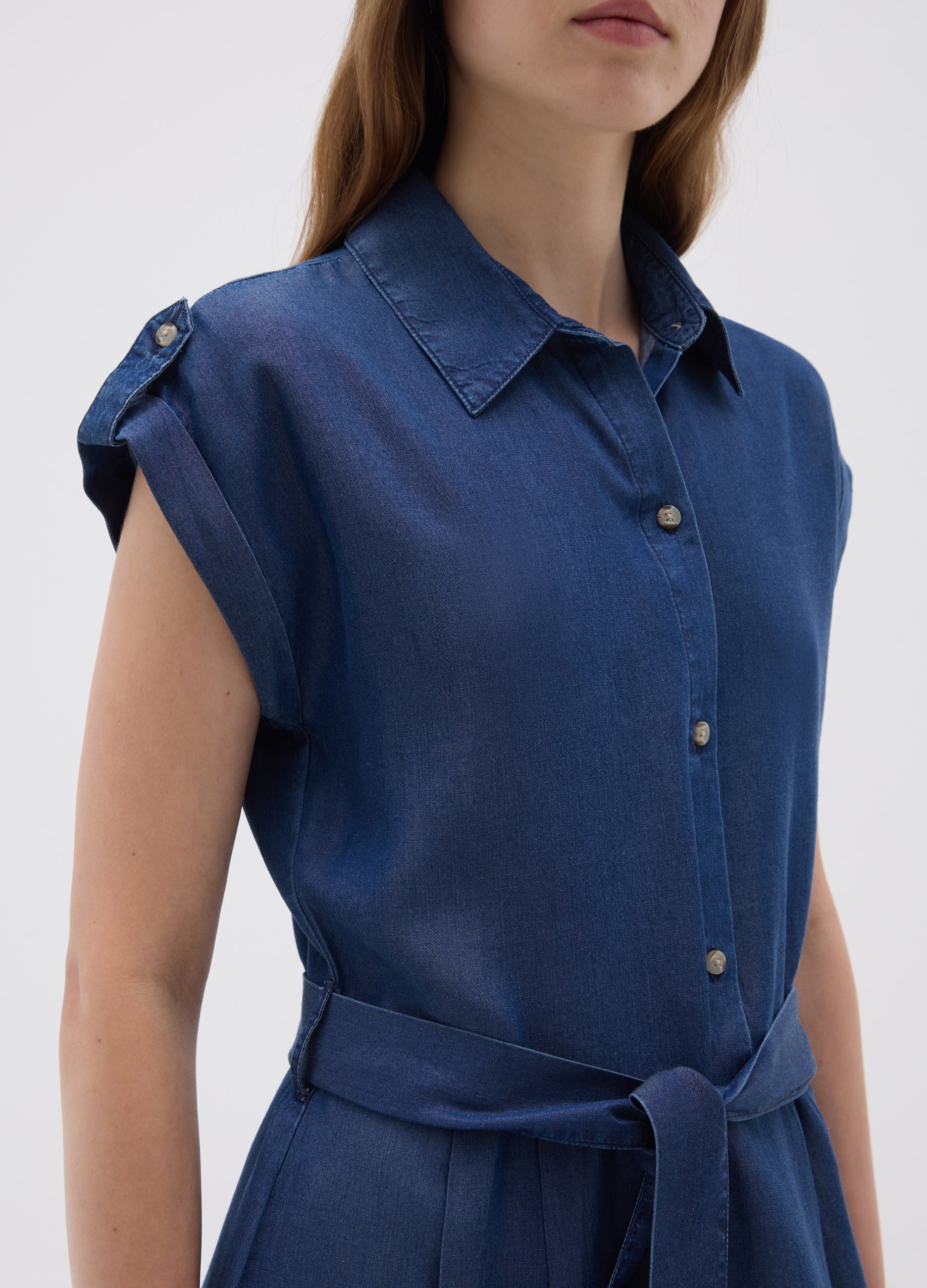 OVS Women'S Blue Lyocell Shirt Dress