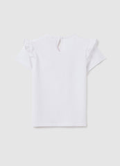 OVS White Cotton Regular Fit Girls' T-Shirt With Barbie Logo
