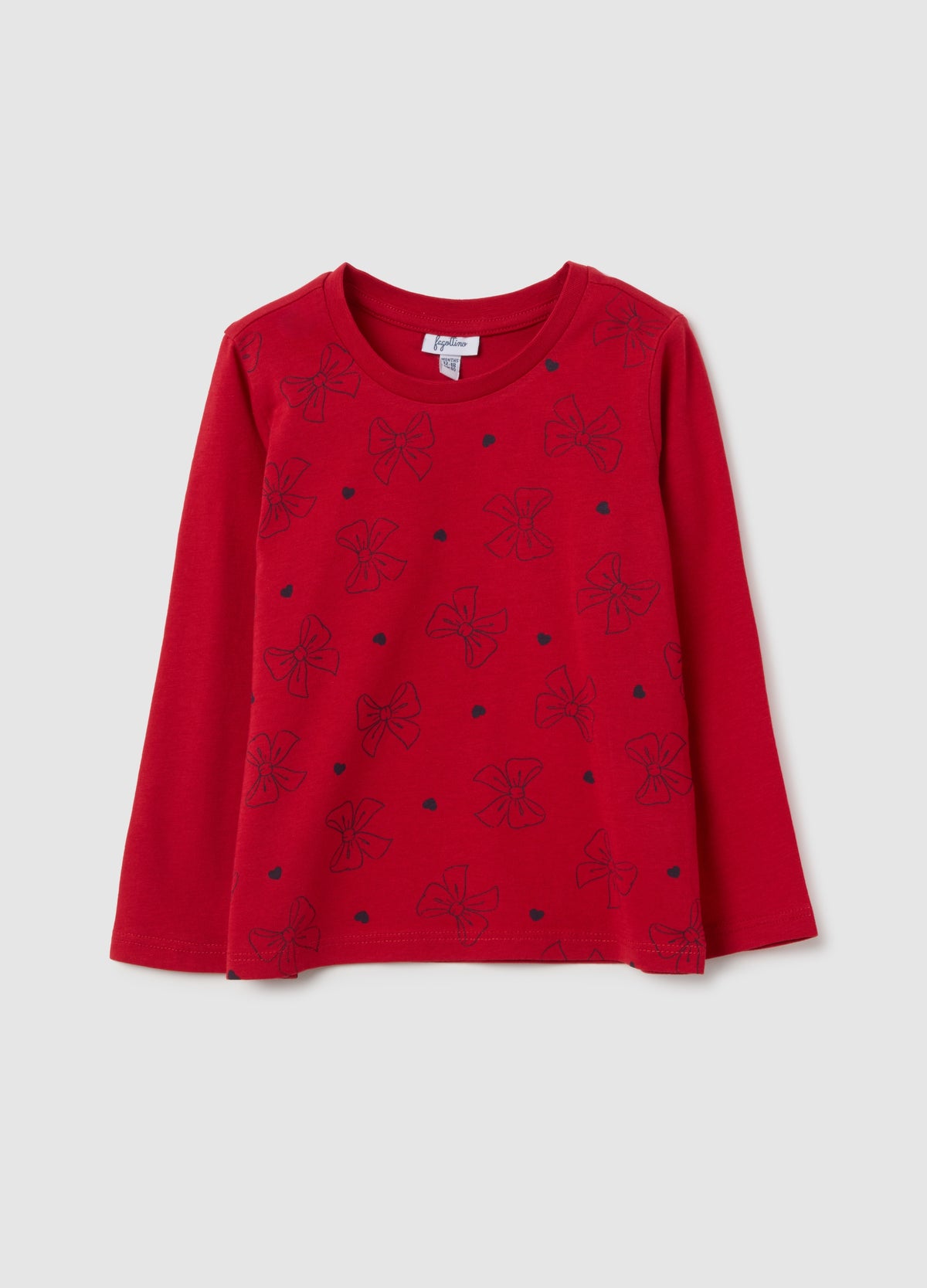 OVS Regular Fit Pure Cotton Red Baby Girl Top With Embroidered Bows