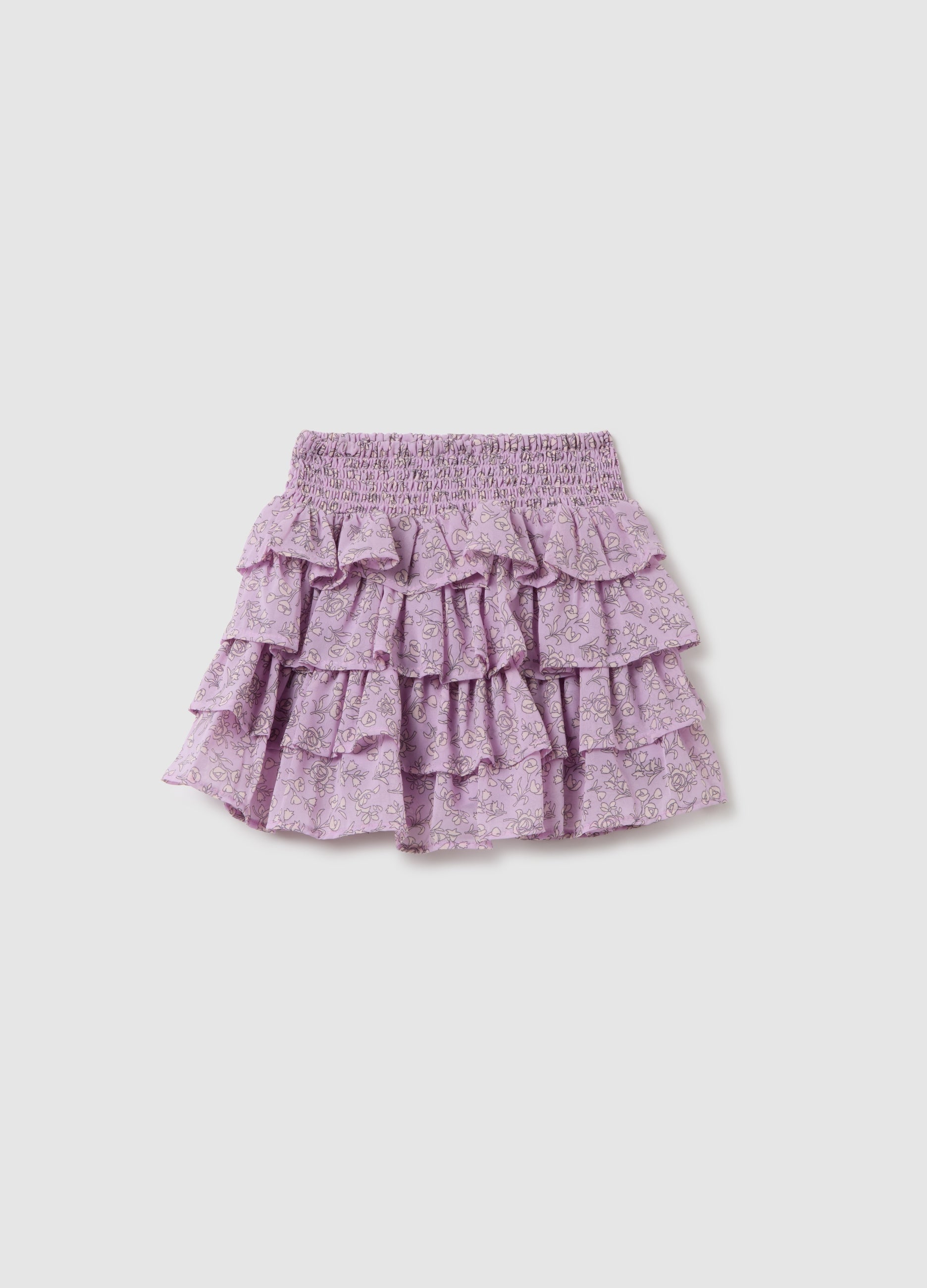 OVS Girls' Mixed Skirt With Purple Floral Print