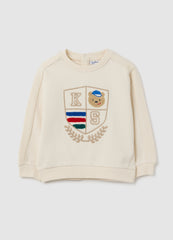OVS Beige Regular Fit Pure Cotton Children'S Sweatshirt With Teddy Bear
