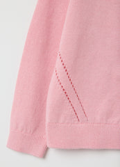 OVS Girls' Pink Regular Fit Cotton Blend Cardigan