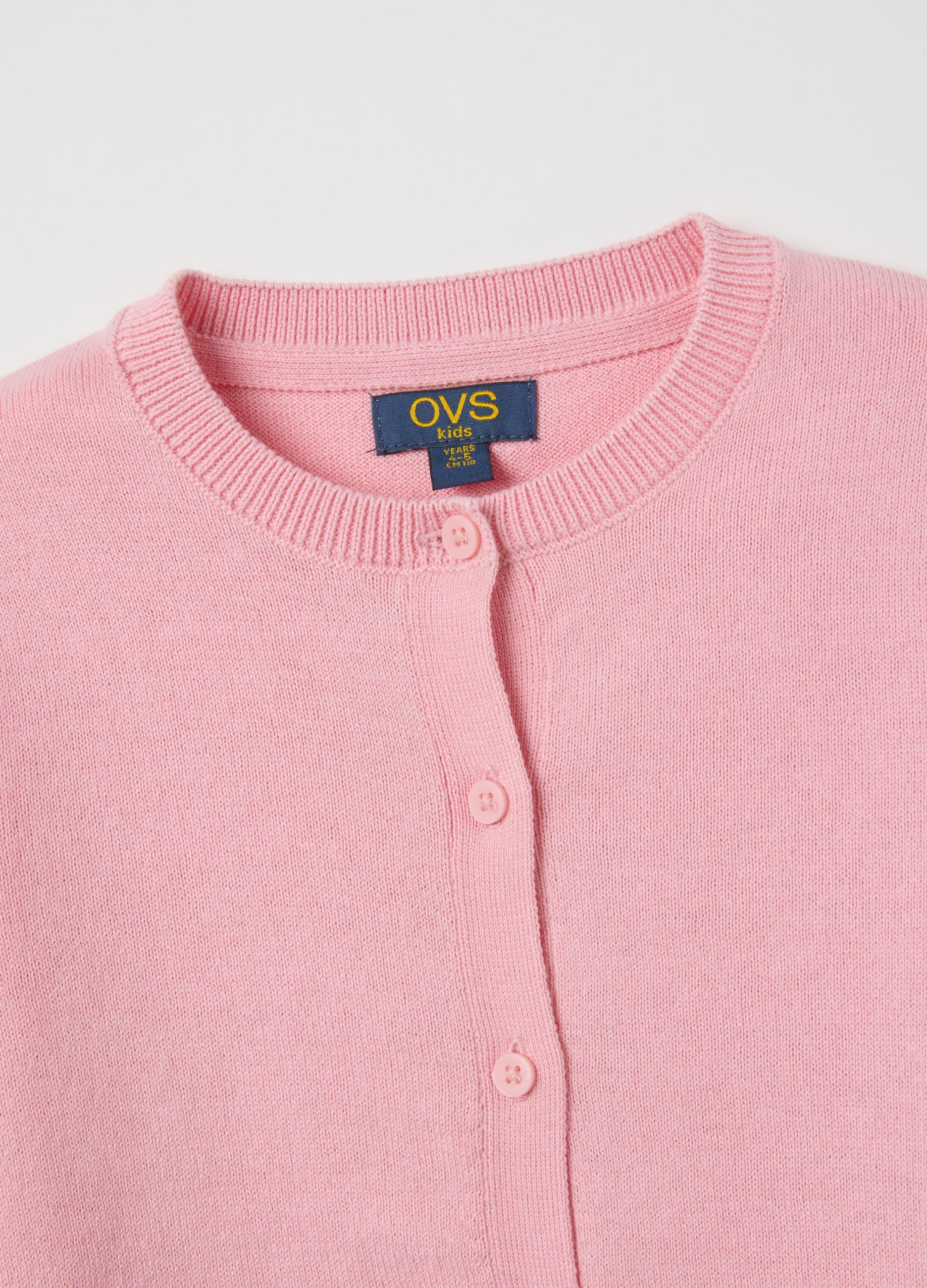 OVS Girls' Pink Regular Fit Cotton Blend Cardigan