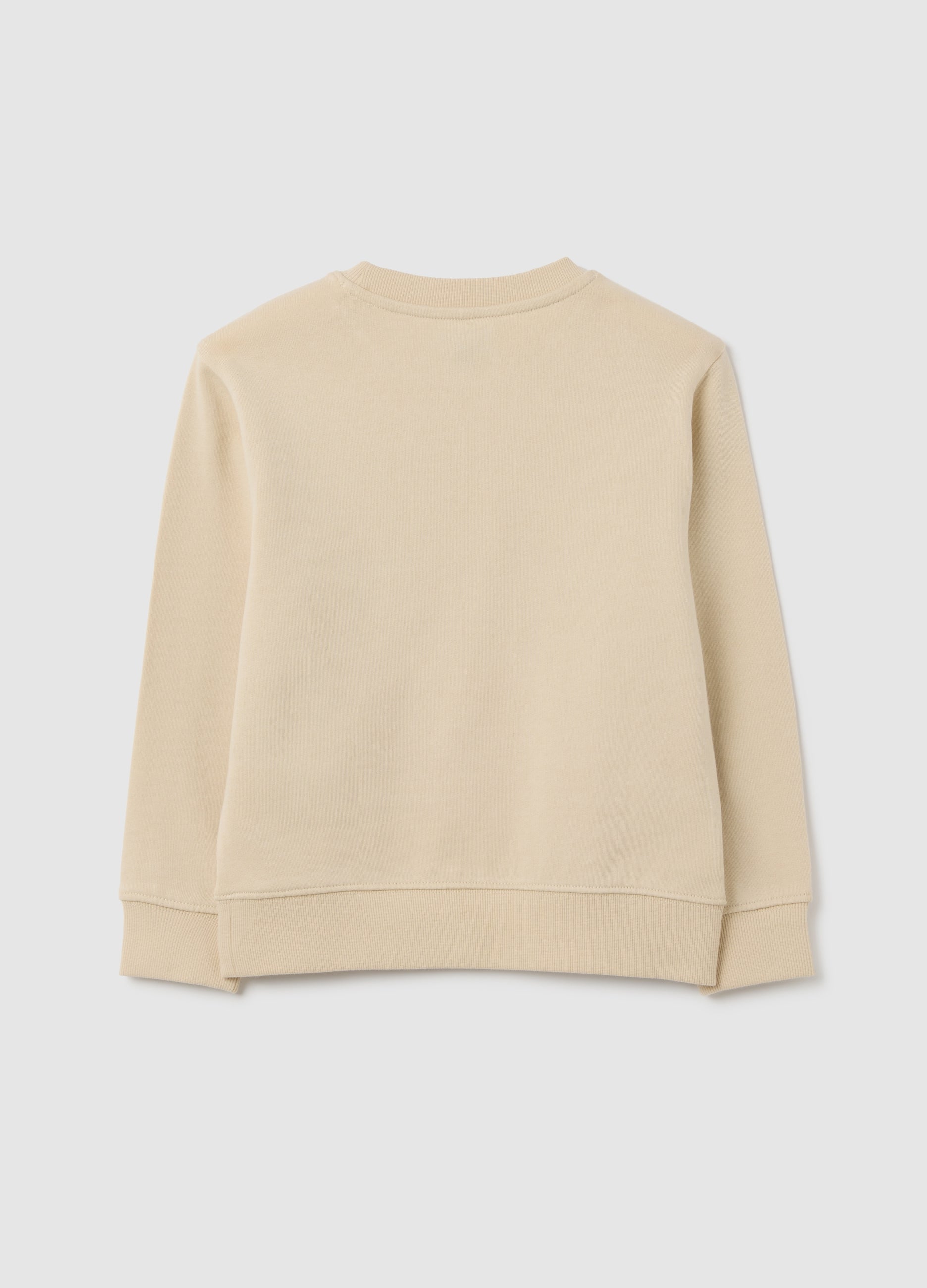 OVS Children'S Beige Pure Cotton Sweatshirt Regular Fit With Boston Athletics Print