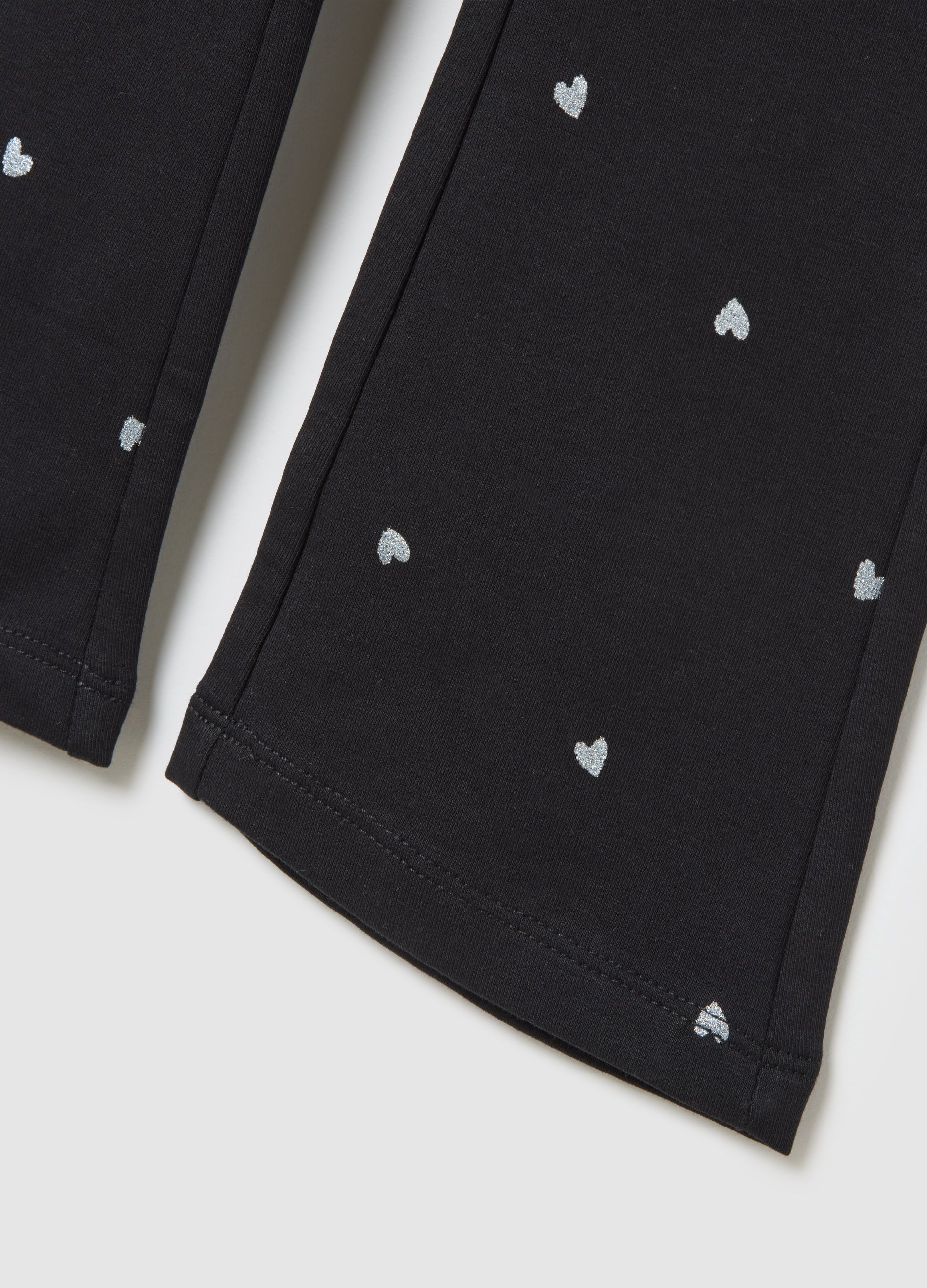 OVS Girls' Black Cotton Flare Trousers With Hearts