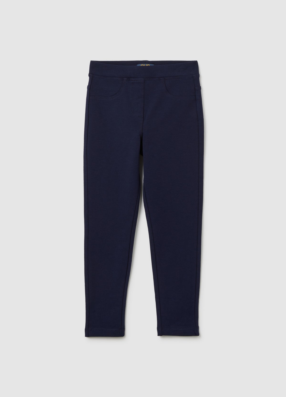 OVS Girls' Blue Cotton Slim Fit Leggings