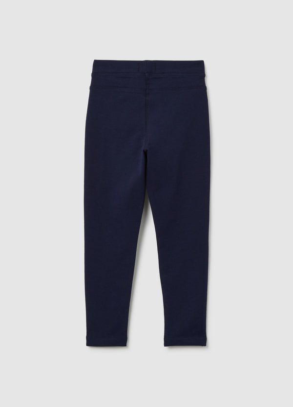 OVS Girls' Blue Cotton Slim Fit Leggings